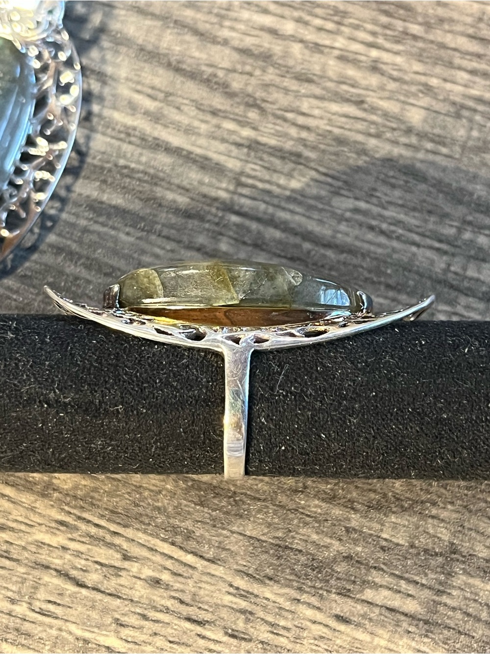 Sterling Silver Green Labradorite Oval Pendant and Ring Set. Sz 6 3/4-7 - Picture 9 of 9